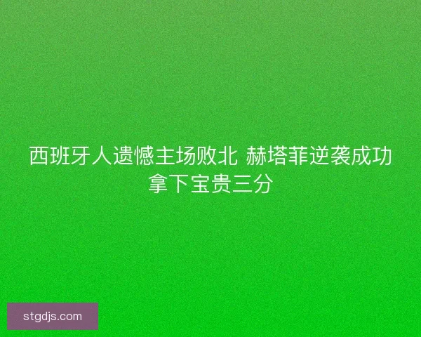 西班牙人遗憾主场败北 赫塔菲逆袭成功拿下宝贵三分
