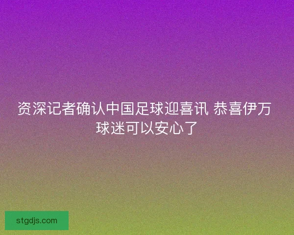 资深记者确认中国足球迎喜讯 恭喜伊万 球迷可以安心了